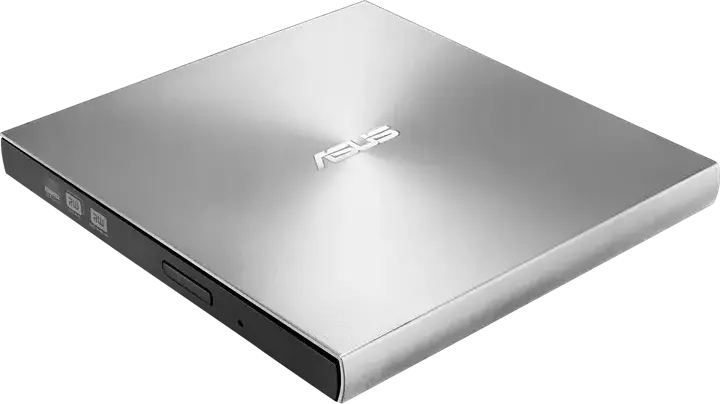 ASUS ZenDrive U9M (SDRW-08U9M-U) External Slim DVD-RW Drive, USB Type-C and Type-A, M-DISC Support, Silver, Ultraslim 13.9mm