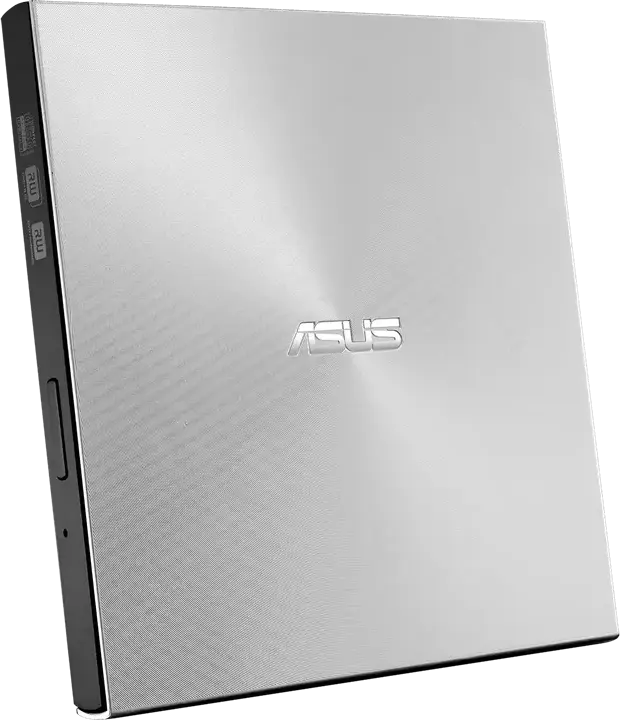 ASUS ZenDrive U9M (SDRW-08U9M-U) External Slim DVD-RW Drive, USB Type-C and Type-A, M-DISC Support, Silver, Ultraslim 13.9mm