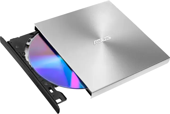 ASUS ZenDrive U9M (SDRW-08U9M-U) External Slim DVD-RW Drive, USB Type-C and Type-A, M-DISC Support, Silver, Ultraslim 13.9mm