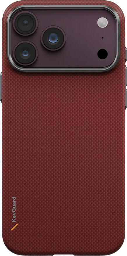 Husa UNIQ Keva Edge pentru iPhone 18 Pro 6.3", Hibrid Fibra de Aramid si TPU, Incarcare Wireless Magnetica MagClick, Protectie HapticCore, Ember Red