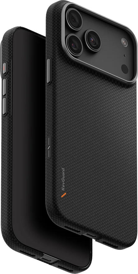 Чехол UNIQ Keva Edge Hybrid MagClick для iPhone 18 Pro Max 6.9", арамидное волокно и TPU, HapticCore Camera Control, беспроводная зарядка MagClick, Carbon Black