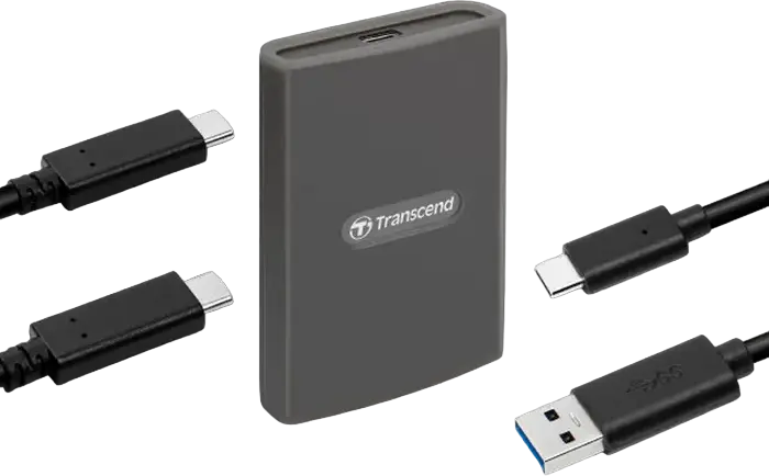 Transcend TS-RDE2 CFexpress Type B Card Reader, USB 3.2 Gen 2x2 20Gbps, USB Type-C and Type-A Connectors, Grey, Heat-Resistant Silicone Cover