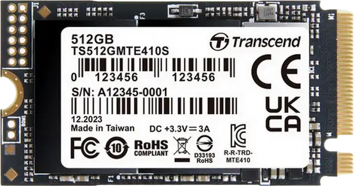 Transcend MTE410S 512GB M.2 2242 NVMe PCIe 4.0 x4 SSD, 3D NAND, Read up to 5000MB/s, Write up to 3500MB/s, Hardware Encryption