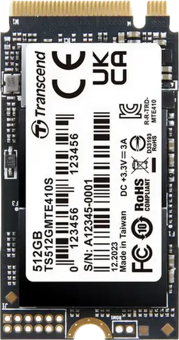 Transcend MTE410S 512GB M.2 2242 NVMe PCIe 4.0 x4 SSD, 3D NAND, Read up to 5000MB/s, Write up to 3500MB/s, Hardware Encryption