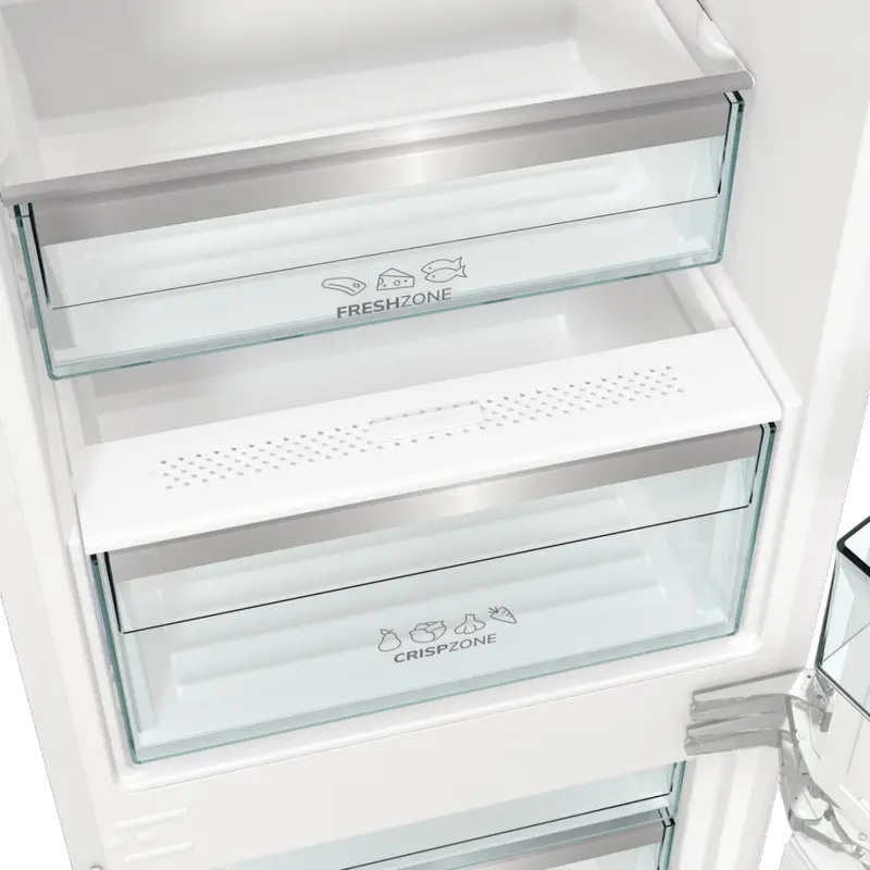 Встраиваемый холодильник Gorenje NRKI517E62WF, NoFrost, Smart Inverter, ConnectLife, FreshZone, CrispZone, 252 л, белый, высота 177.2 см
