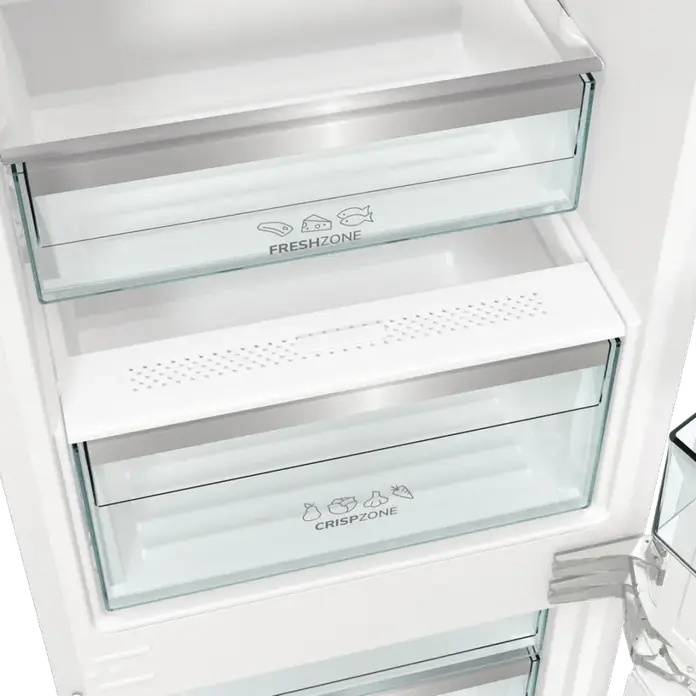 Встраиваемый холодильник Gorenje NRKI517E62WF, NoFrost, Smart Inverter, ConnectLife, FreshZone, CrispZone, 252 л, белый, высота 177.2 см