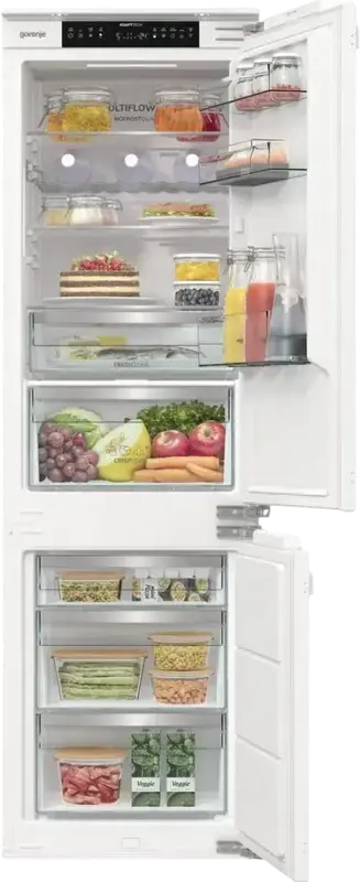 Встраиваемый холодильник Gorenje NRKI517E62WF, NoFrost, Smart Inverter, ConnectLife, FreshZone, CrispZone, 252 л, белый, высота 177.2 см