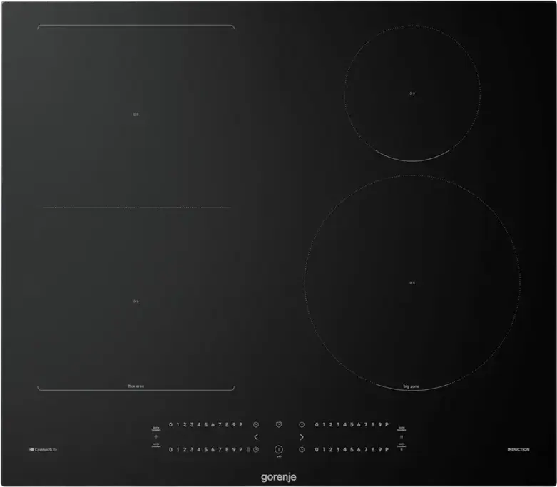 Gorenje GI6432BSCWF Built-in Induction Hob, 4 Zones, Vitroceramic Black, Slider Control, ConnectLife, Bridge Function, Power Boost, 59.5x52 cm