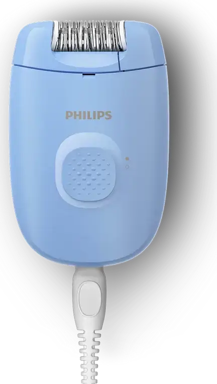 Epilator cu fir Philips BRE228/00 Series 2000, 20 Pense, Cap Spelabil, Albastru, Utilizare Uscata pentru Picioare si Brate, Liditate pana la 4 Saptamani