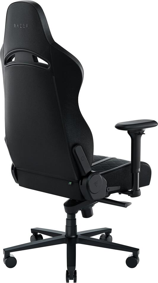 Razer Enki Gaming Chair, Black, Dual-Textured Synthetic Leather, 152 Degree Recline, Built-in Lumbar Support, Max Weight 136 kg, with Head Cushion