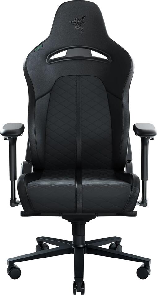 Razer Enki Gaming Chair, Black, Dual-Textured Synthetic Leather, 152 Degree Recline, Built-in Lumbar Support, Max Weight 136 kg, with Head Cushion