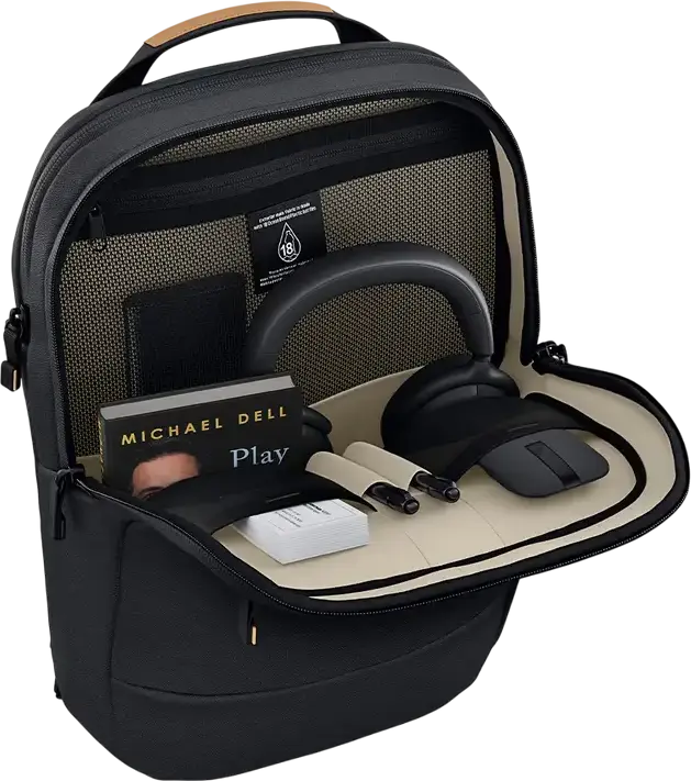 Rucsac Laptop DELL EcoLoop Premier Slim CP7625S, Capacitate 18L pentru laptopuri de 14-16 inch, Material 600D rezistent la apa cu protectie 360, Negru