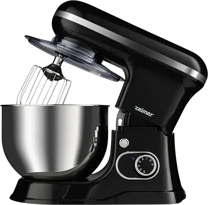 Zelmer ZKR1355 Planetary Stand Mixer, 1200W, 5L Stainless Steel Bowl, 6 Speed Levels with Pulse Mode, Black, Set of 4 Accessories