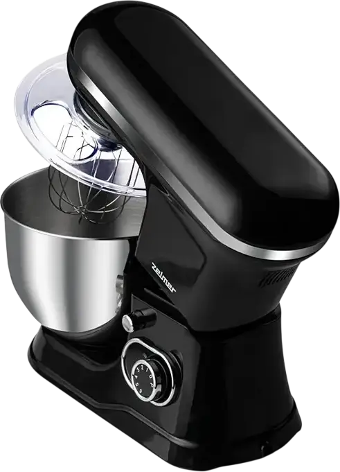 Zelmer ZKR1355 Planetary Stand Mixer, 1200W, 5L Stainless Steel Bowl, 6 Speed Levels with Pulse Mode, Black, Set of 4 Accessories