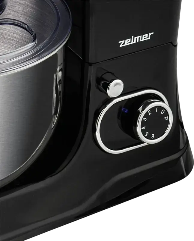 Zelmer ZKR1355 Planetary Stand Mixer, 1200W, 5L Stainless Steel Bowl, 6 Speed Levels with Pulse Mode, Black, Set of 4 Accessories