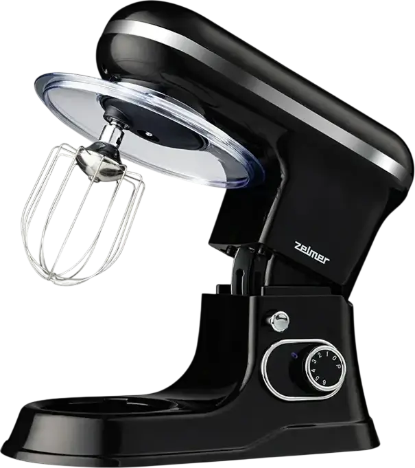 Zelmer ZKR1355 Planetary Stand Mixer, 1200W, 5L Stainless Steel Bowl, 6 Speed Levels with Pulse Mode, Black, Set of 4 Accessories