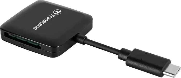Transcend TS-RDC3 USB 3.2 Gen 1 Type-C Card Reader for SD and microSD, UHS-I Support, Compatible with Android, MacBook, iPad Pro, Black