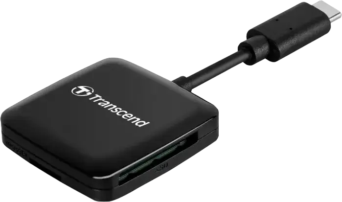 Transcend TS-RDC3 USB 3.2 Gen 1 Type-C Card Reader for SD and microSD, UHS-I Support, Compatible with Android, MacBook, iPad Pro, Black