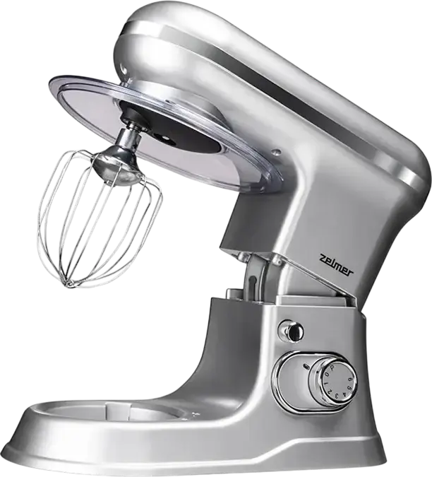 Планетарный миксер Zelmer ZKR1360, 1200 Вт, чаша из нержавеющей стали 6 л, 10 скоростей, серебристый, Smart Mix Technology, набор из 3 насадок