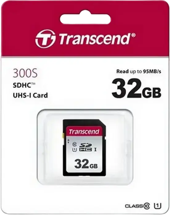 Transcend 300S TS32GSDC300S 32GB SDHC Memory Card, UHS-I U1 Class 10, Read Speed 95 MB/s, Write Speed 45 MB/s, includes Plastic Storage Case