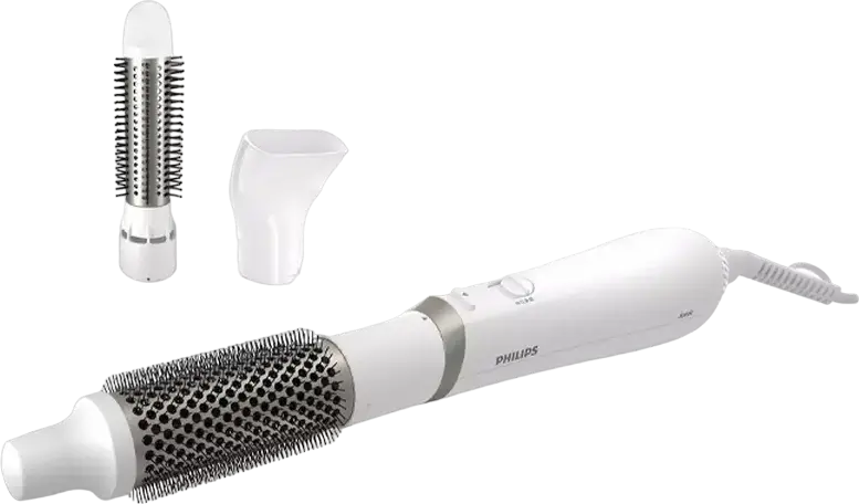 Perie Uscător de Păr Philips BHA303/00 Seria 3000, Air Styler 800W Ceramică și Ionizare, 3 Trepte Temperatură, Alb, Set de 3 piese