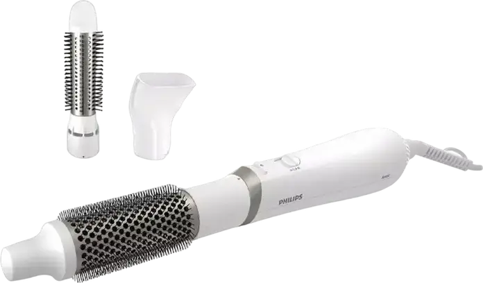 Perie Uscător de Păr Philips BHA303/00 Seria 3000, Air Styler 800W Ceramică și Ionizare, 3 Trepte Temperatură, Alb, Set de 3 piese