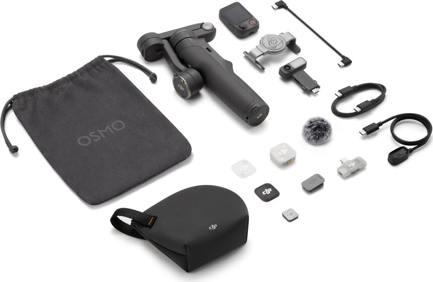 DJI Osmo Mobile 8P Creator Combo Smartphone Gimbal Stabilizer, Gray, 10h Battery Life, Integrated Extension Rod, Set of 5 Pieces