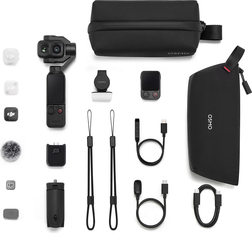 DJI Osmo Pocket 4P Vlog Combo Set, 4K/240fps Video, Dual CMOS 1-inch & 1/1.28-inch Sensors, 37MP Photo, 3-Axis Gimbal, 103GB Storage, Black