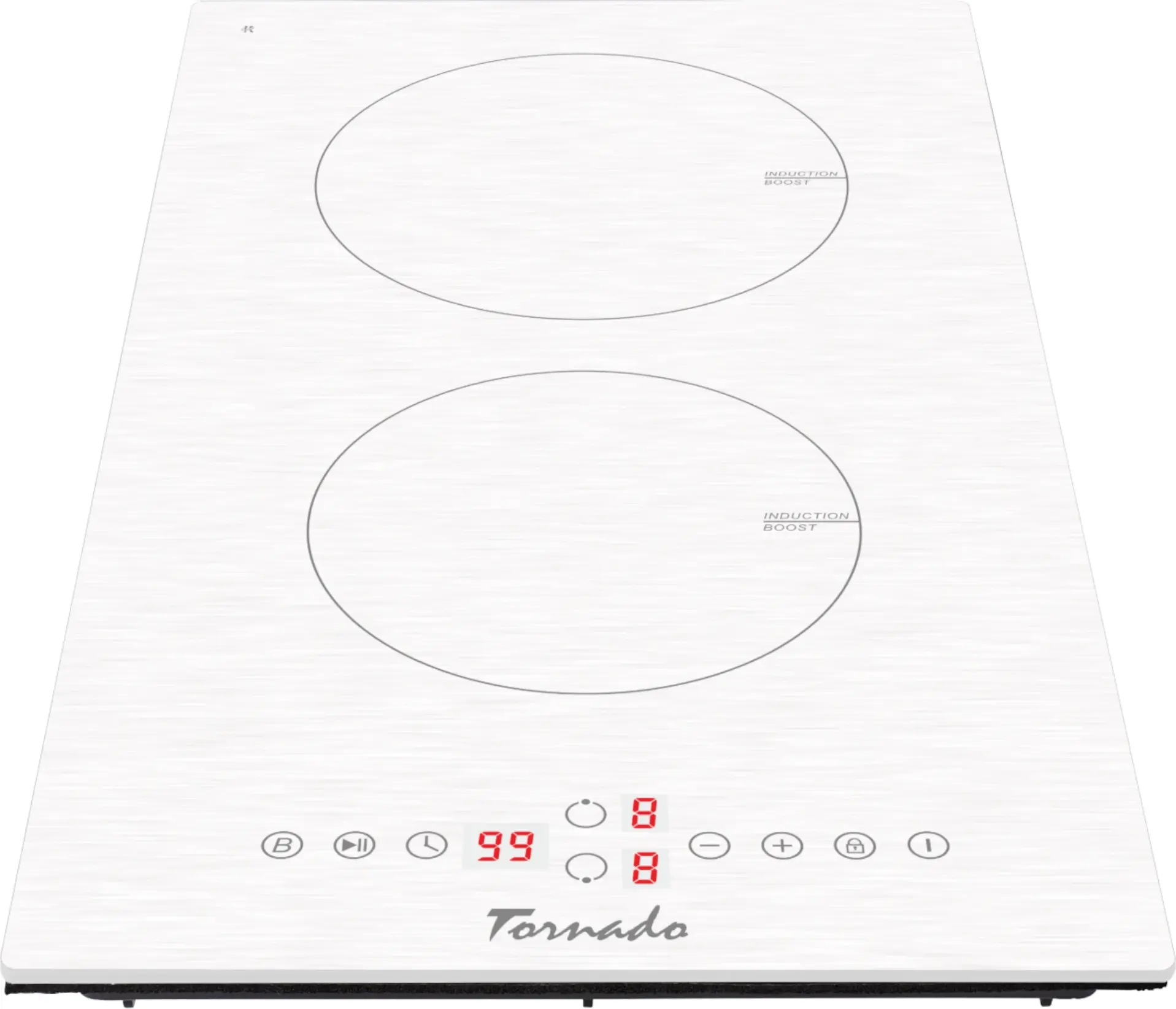 Tornado GTR300NLP Built-in Induction Cooktop, 30 cm, 2 Cooking Zones, 3700W, Touch Control, Boost Function, Timer, White Glass-Ceramic