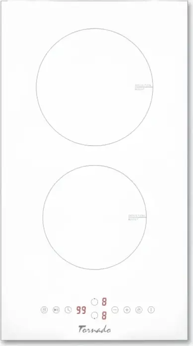 Tornado GTR300NLP Built-in Induction Cooktop, 30 cm, 2 Cooking Zones, 3700W, Touch Control, Boost Function, Timer, White Glass-Ceramic