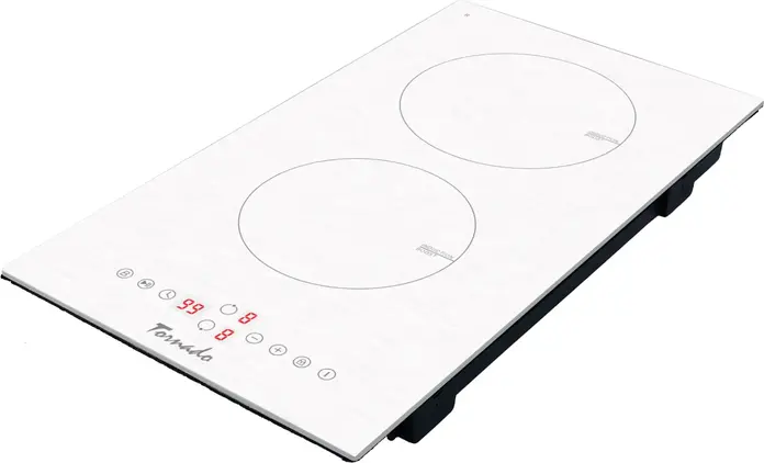 Tornado GTR300NLP Built-in Induction Cooktop, 30 cm, 2 Cooking Zones, 3700W, Touch Control, Boost Function, Timer, White Glass-Ceramic