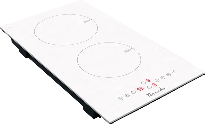 Tornado GTR300NLP Built-in Induction Cooktop, 30 cm, 2 Cooking Zones, 3700W, Touch Control, Boost Function, Timer, White Glass-Ceramic