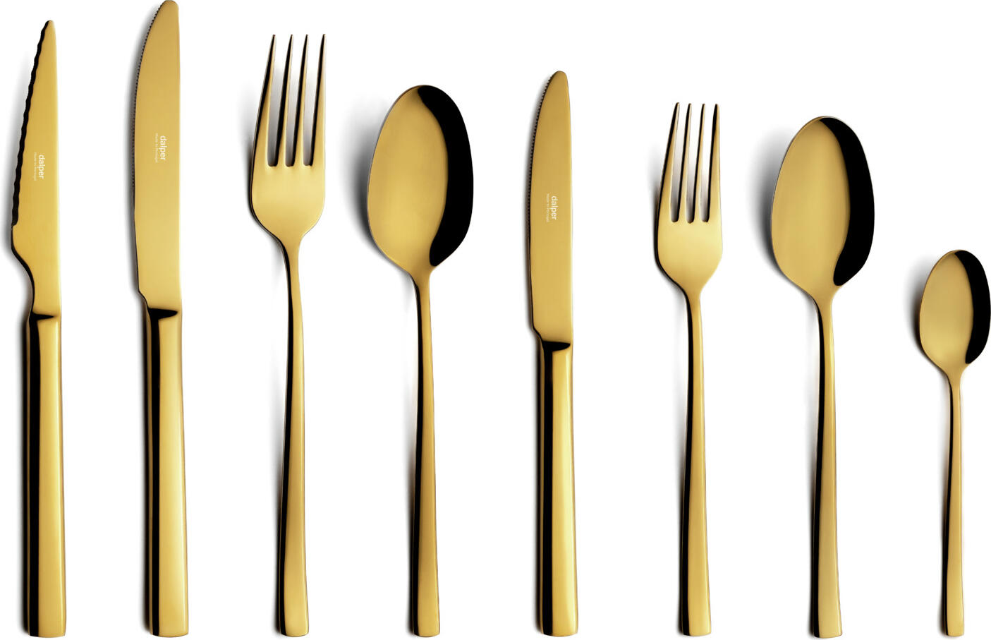 Dalper Oneda Dessert Spoon Set of 12, 18/10 Stainless Steel, Gold PVD Coating, Mirror Polished, 18.7 cm, Made in Portugal
