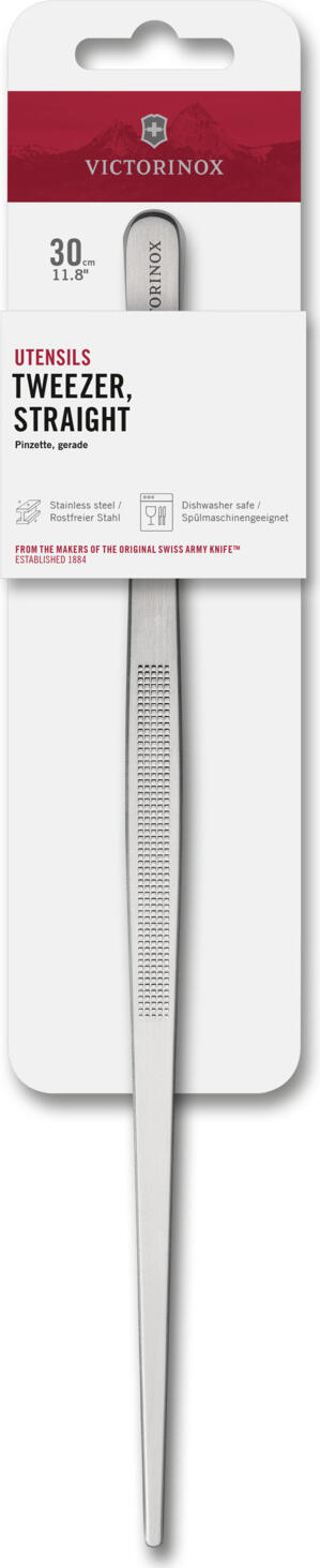 Victorinox Clește de Gătit Drept 30 cm, din Oțel Inoxidabil, Pensetă de Precizie pentru Plating și Catering, Rezistentă la Rugină, Argintiu
