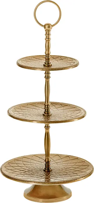 VEGA Display Sema 3-Tier Decorative Etagere, Gold Aluminum, 27.5x53.5 cm, Modern Classic Design