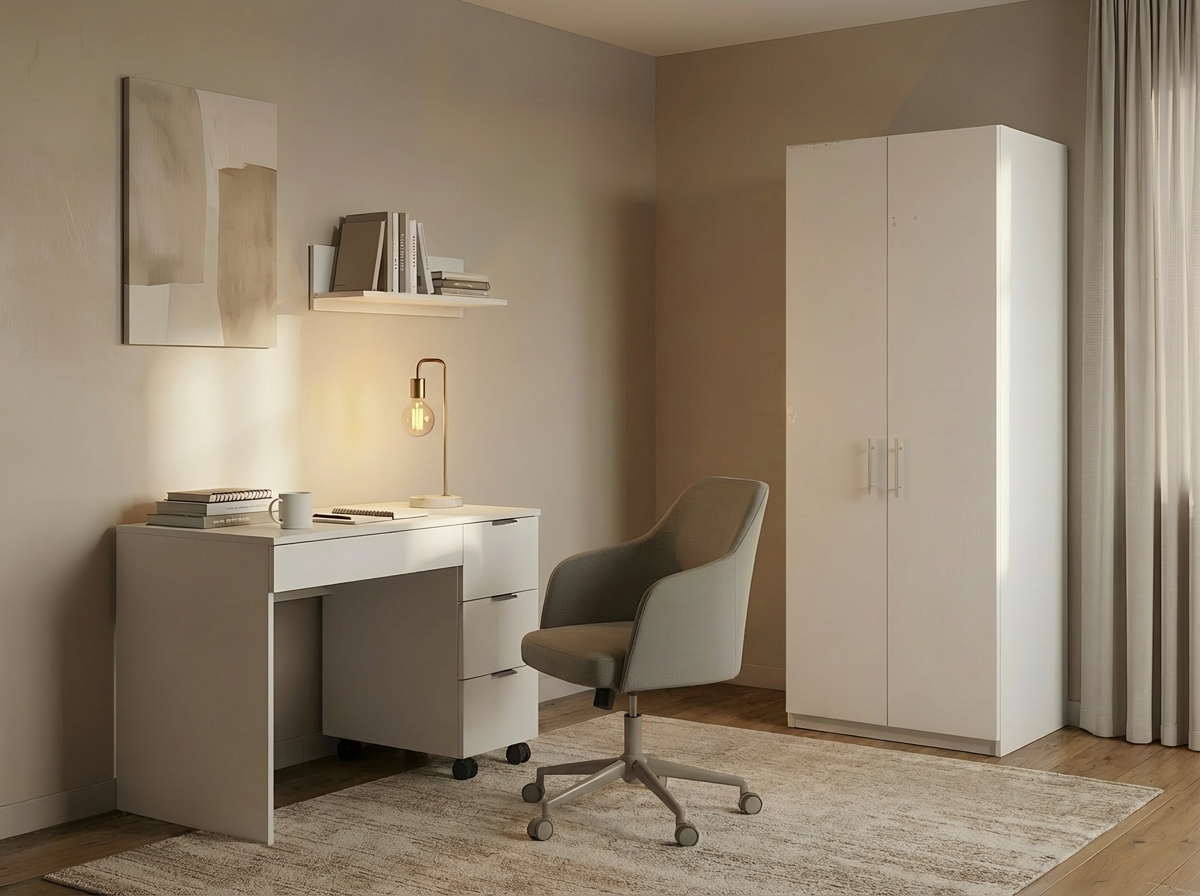 Офисный шкаф Fabrik Home Office Line 11, ламинированная ДСП, Белый ясень, 800x2000x400 мм, 2 двери, 5 полок