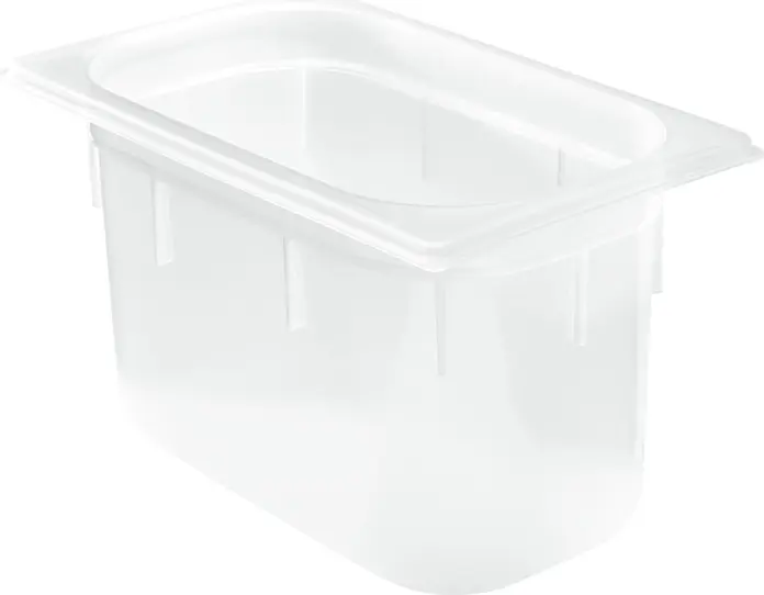 Containor Plastic Rectangular PULSIVA Risa GN 1/4, 3.7L Polipropilena Alimentara, Transparent, Rezistent la Socuri, fara BPA, Compatibil cu Cuptorul cu Microunde