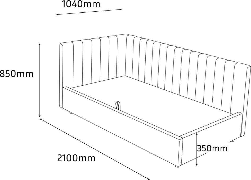 Interdepo OLVIA 90 Bed with Lifting Mechanism and Storage Box, Metal Frame, Fabric Upholstery, 90x200 cm, Beige