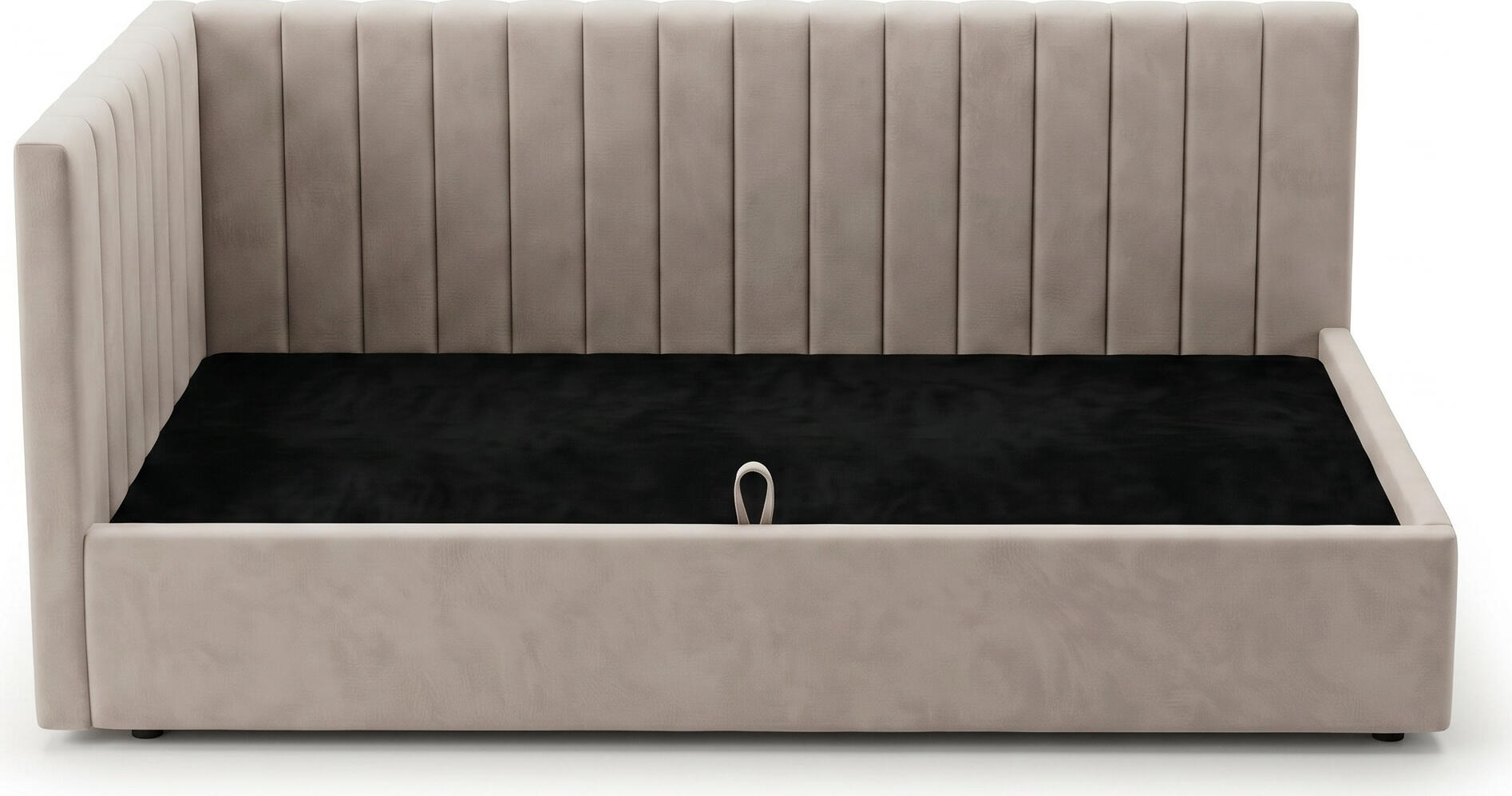 Interdepo OLVIA 90 Bed with Lifting Mechanism and Storage Box, Metal Frame, Fabric Upholstery, 90x200 cm, Beige