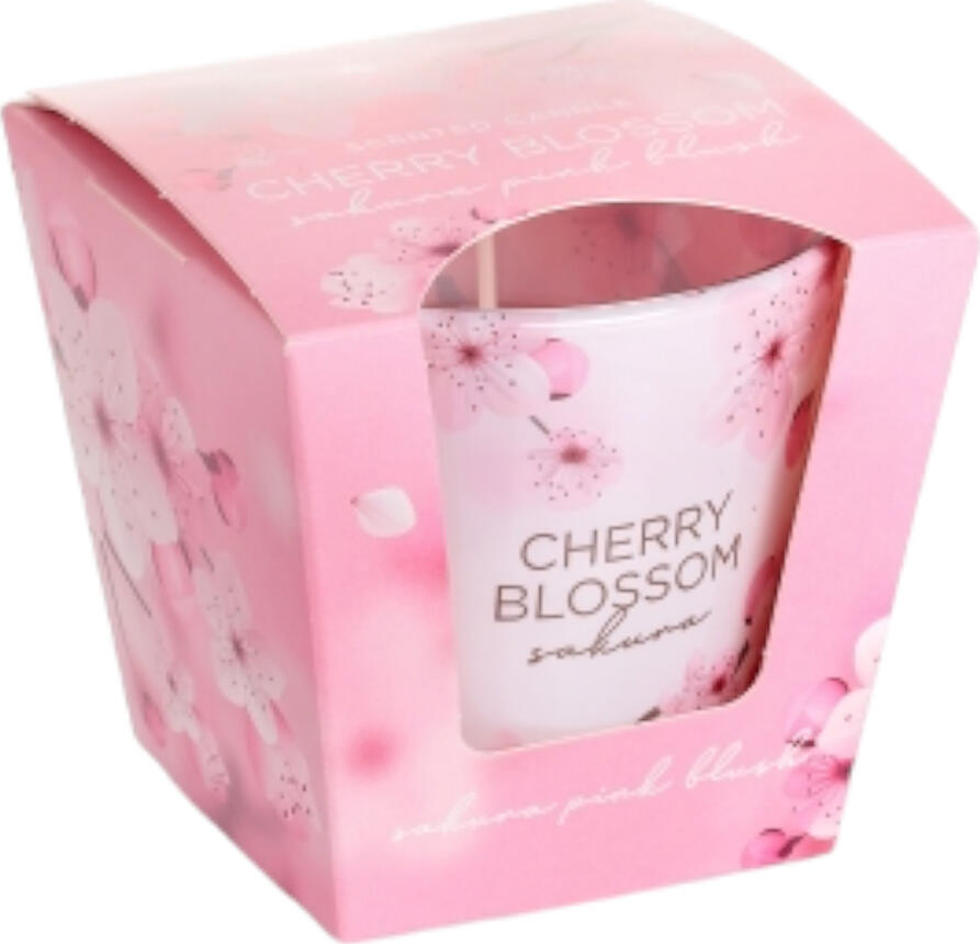 Lumânare Parfumată Cherry Blossom Sakura Pink Blush, Recipient din Sticlă, 398g, BAR1826
