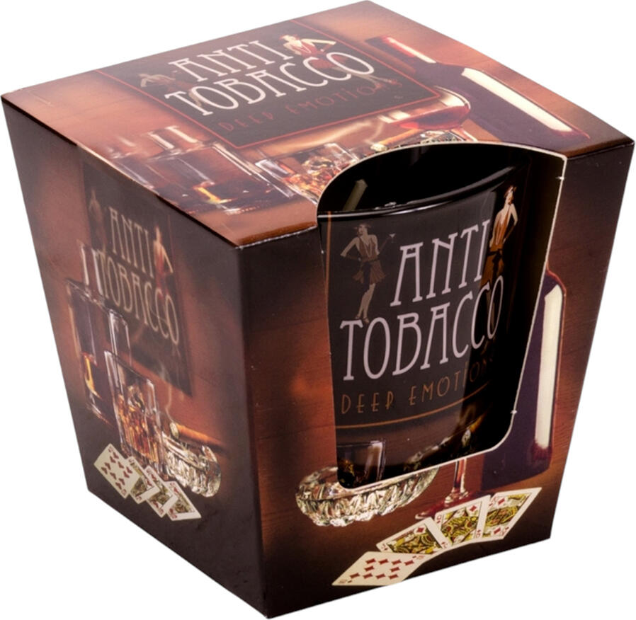 Ароматическая свеча Bartek Anti-Tobacco Deep Emotions в стеклянном стакане, 115г, Набор из 12 предметов