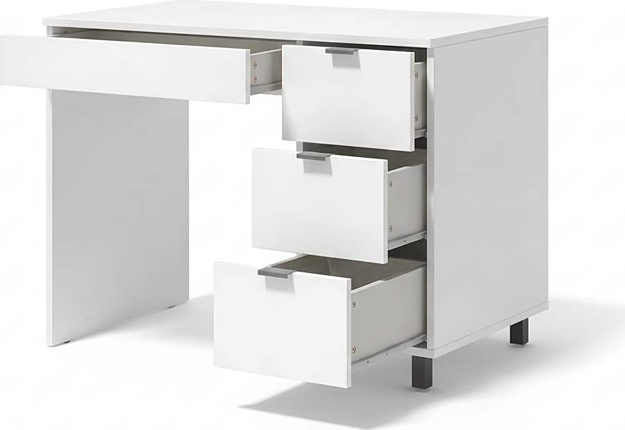 Fabrik Home ARM Desk, White Ash Laminated Particle Board, 1000x600x750mm, 4 Drawers with Ball-Bearing Guides, Ergonomic Design