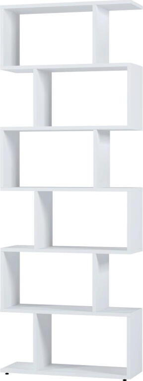 Fabrik Home WALLY Open Asymmetric Shelving Unit, Laminated Chipboard, White Ash, 800x1800x250 mm, Room Divider for Books and Decor