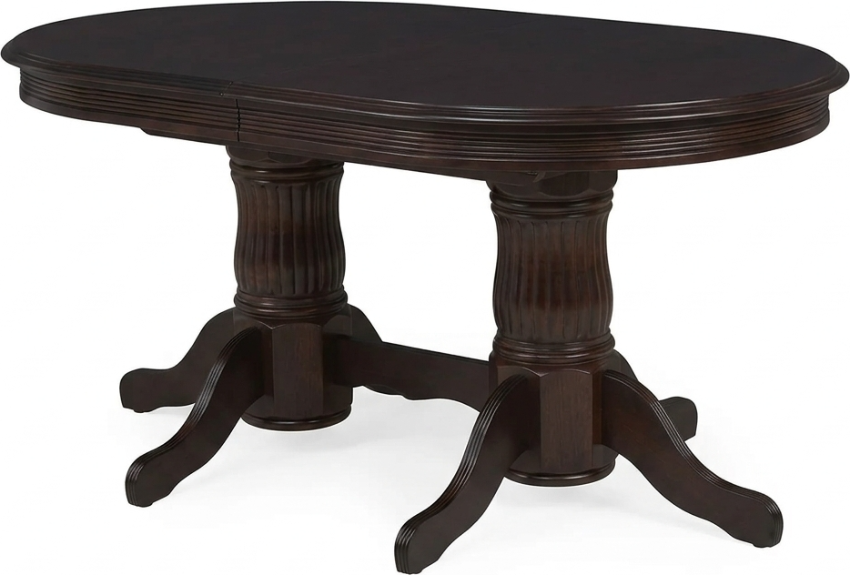 Elegance Extendable Oval Dining Table, Solid Malaysian Beech Wood, Wenge, 1600x1000x770 mm, Extends to 2800 mm, Classic Carved Design