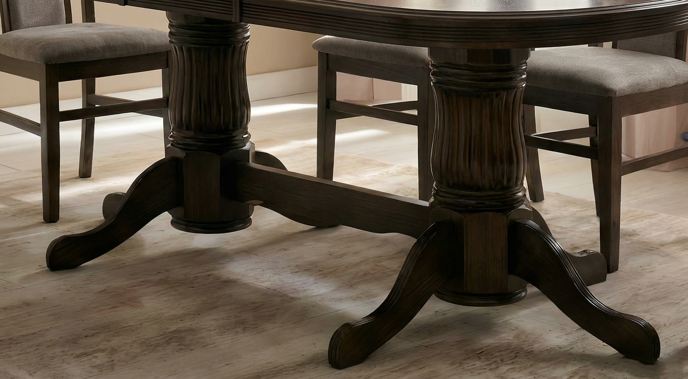 Elegance Extendable Oval Dining Table, Solid Malaysian Beech Wood, Wenge, 1600x1000x770 mm, Extends to 2800 mm, Classic Carved Design