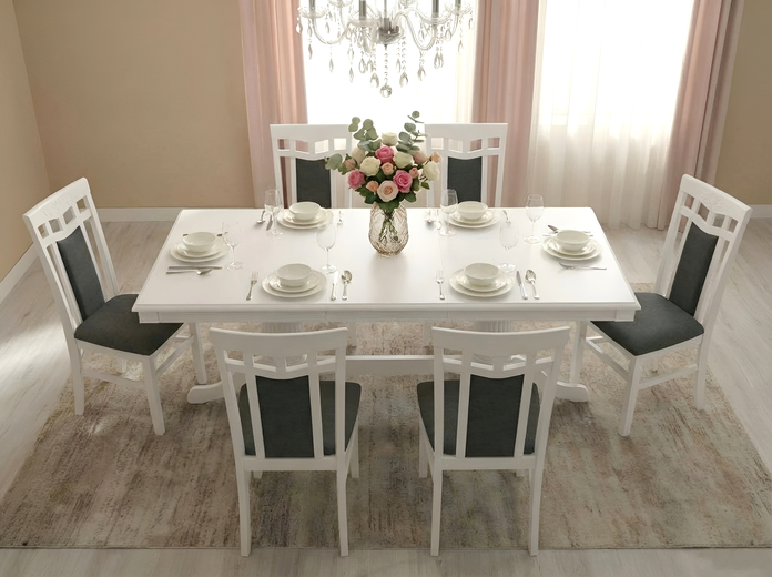 Elegance Dining Chair, Solid Wood Frame, Soft Textile Upholstery, Carved Backrest Design, 450x910x470 mm