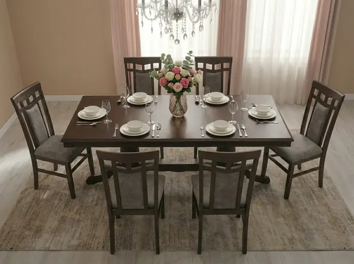 Elegance Extendable Rectangular Table, Solid Malaysian Beech Wood, Wenge, 1600-2800mm x 1000mm x 770mm, Classic Sculpted Design