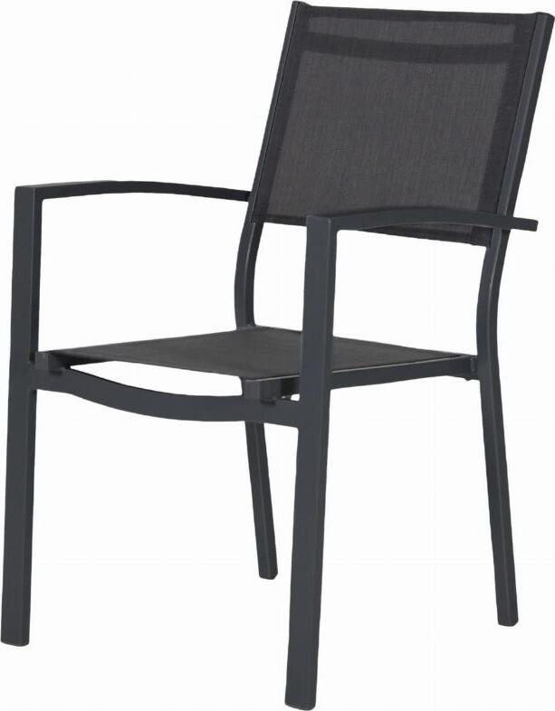 Chomik ANH6128 Garden Chair with Armrests, Non-Folding Plastic Frame, Mesh Fabric Seat and Backrest, Black, 550x860x540 mm