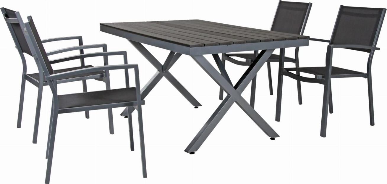 Chomik ANH6128 Garden Chair with Armrests, Non-Folding Plastic Frame, Mesh Fabric Seat and Backrest, Black, 550x860x540 mm