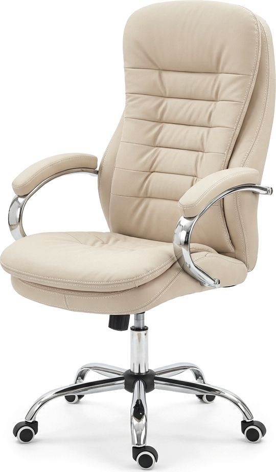 Fabrik Home N-24 TOMAS Office Chair, High Back Artificial Leather, Chrome Frame and 5-Star Base with Casters, 1200mm Height, Beige